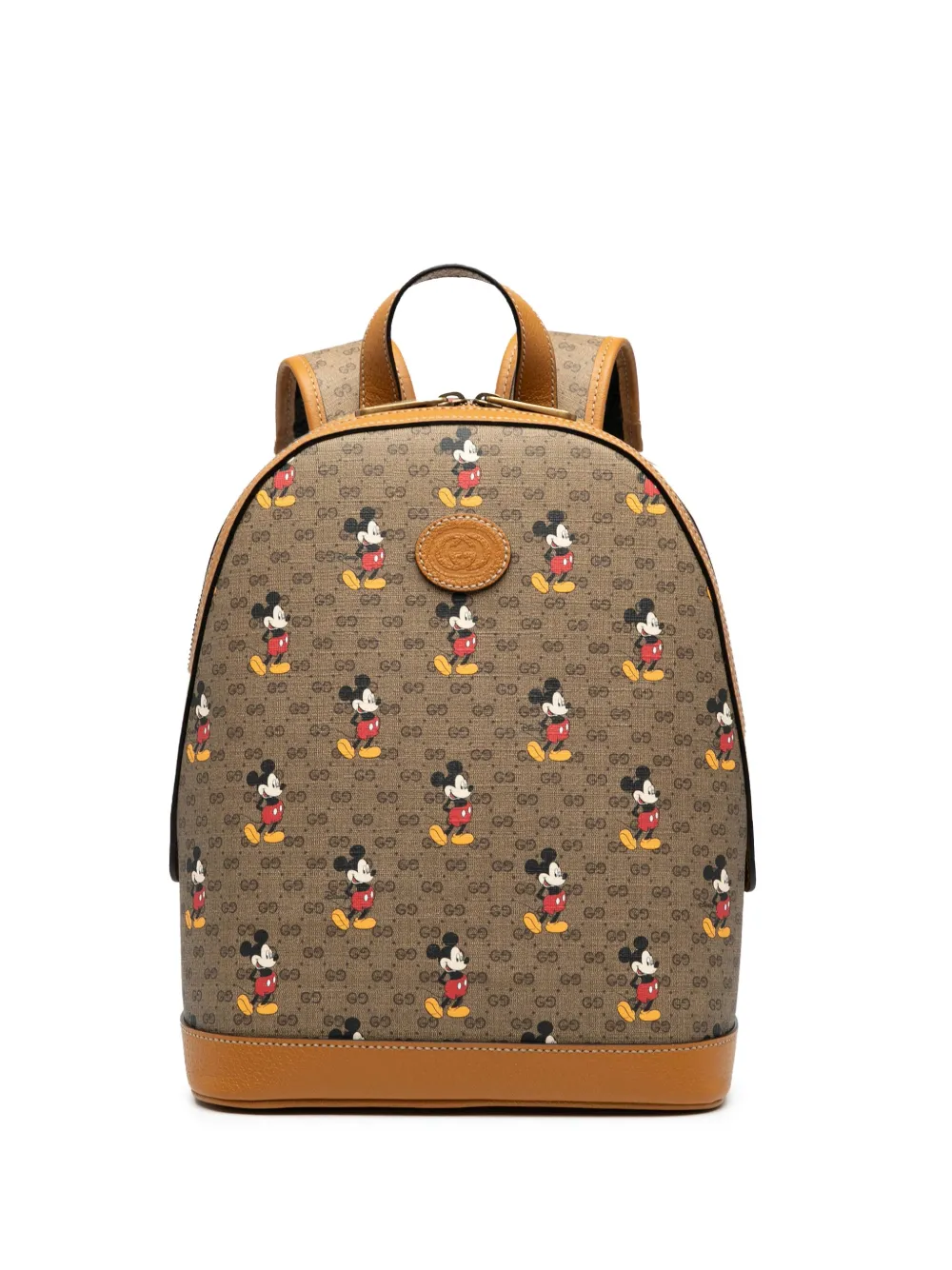 Pre-owned Gucci 2016-2025 Disney Small Micro Gg Supreme Mickey Mouse Dome Backpack In Brown