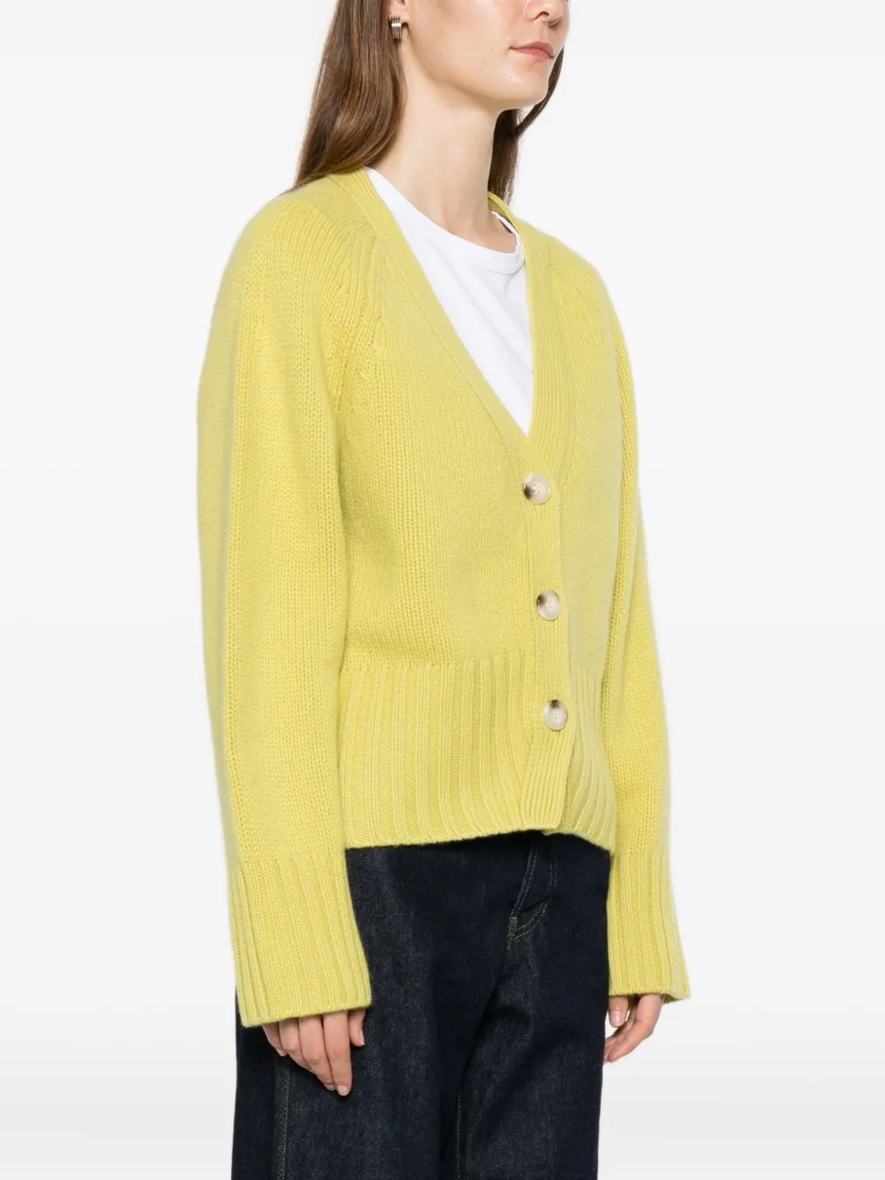  Soft Goat Buttoned Cardigan - Yellow 