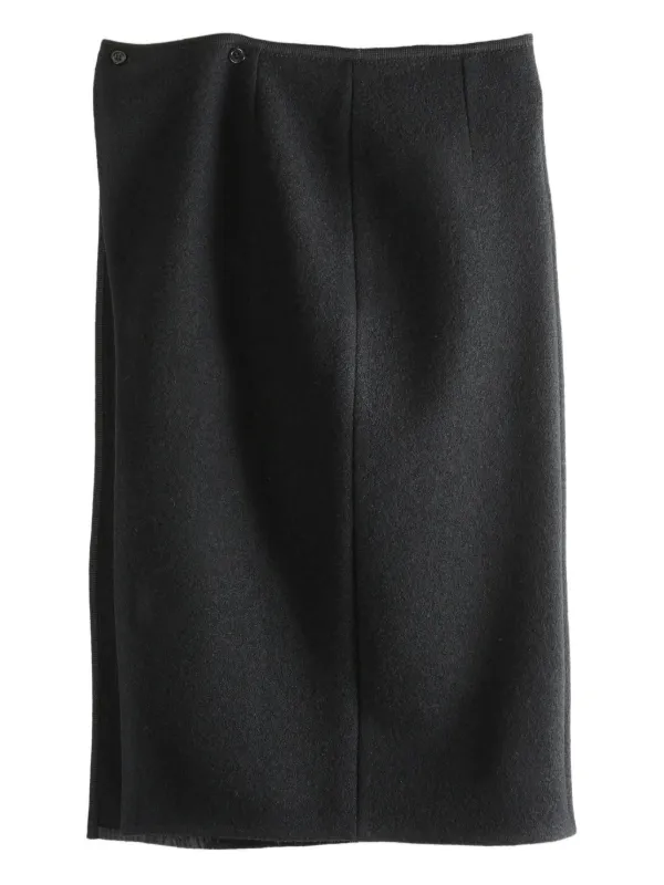 Rier Wool Midi Skirt in Black