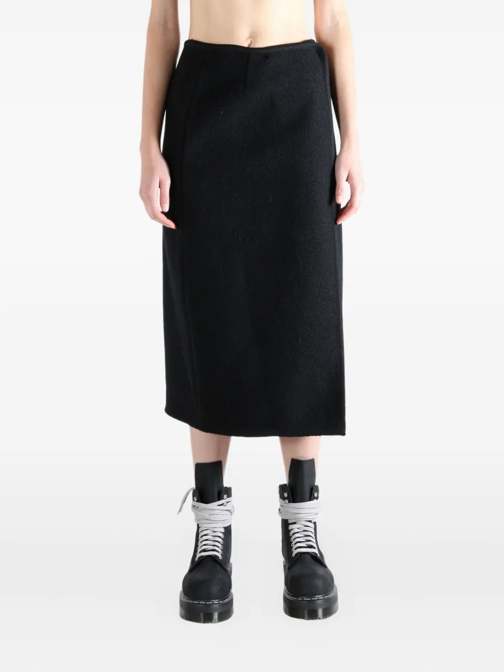 Rier Wool Midi Skirt In Black