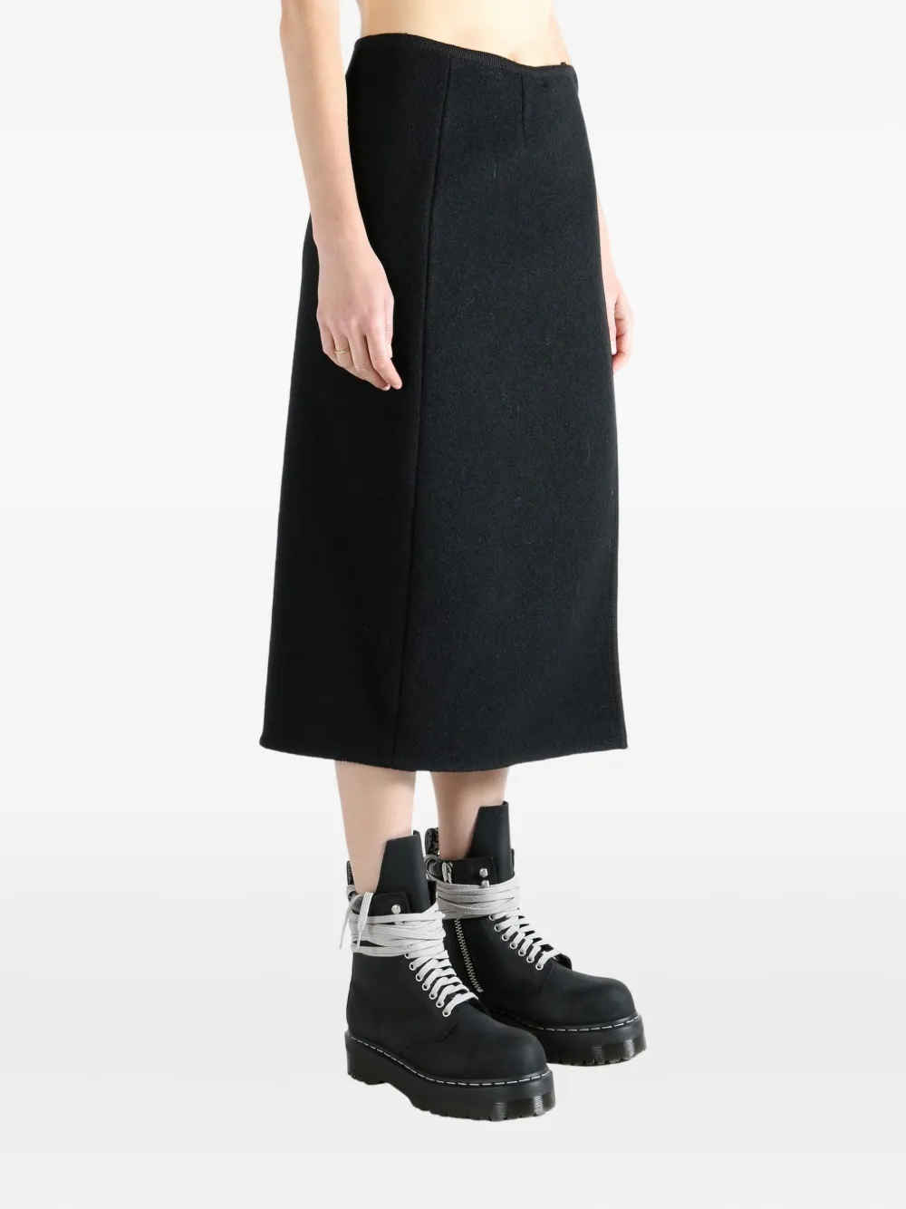 Rier Wool Midi Skirt In Black