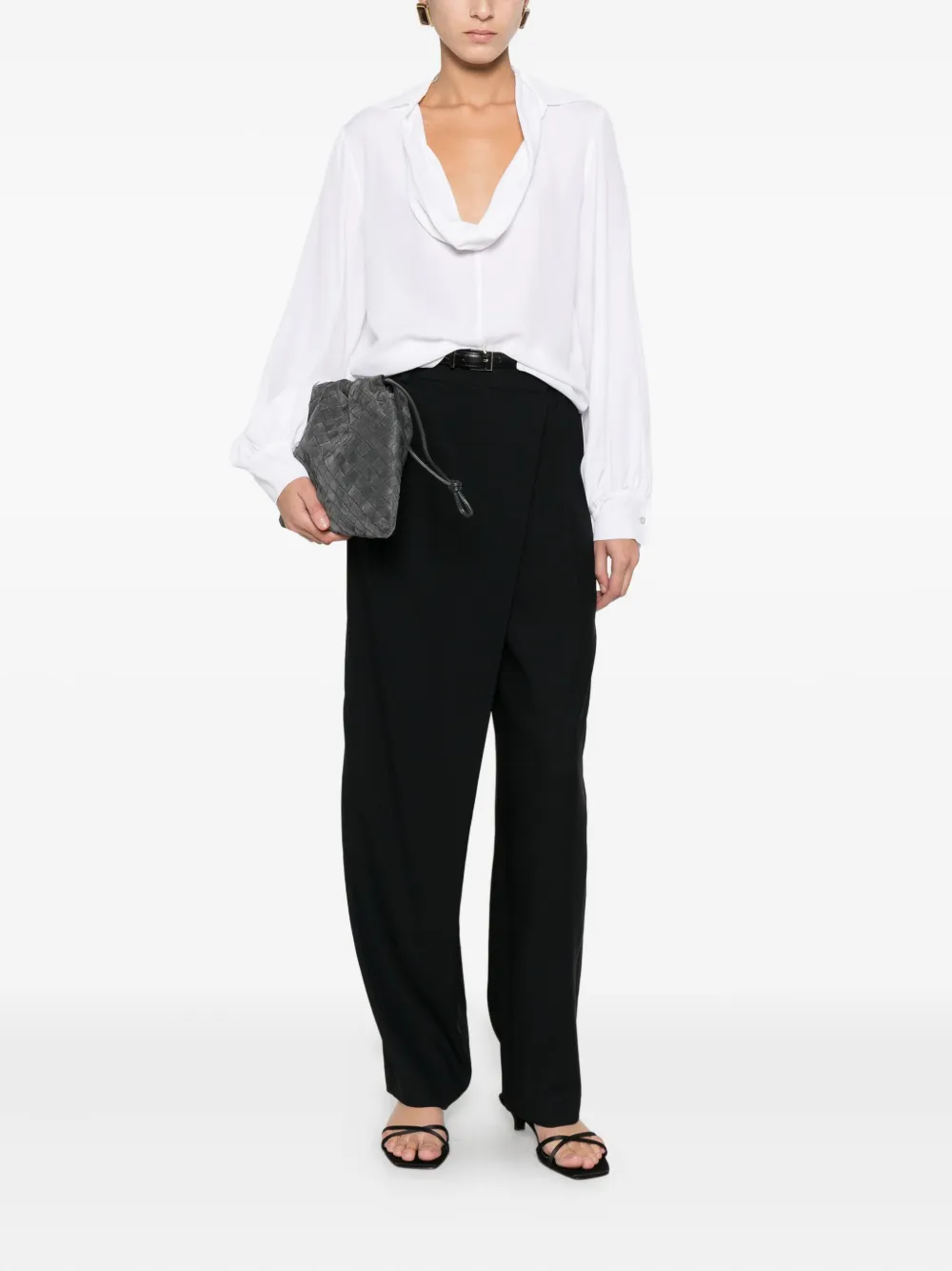 CARLA G. Blouse met sjaalhals - Wit