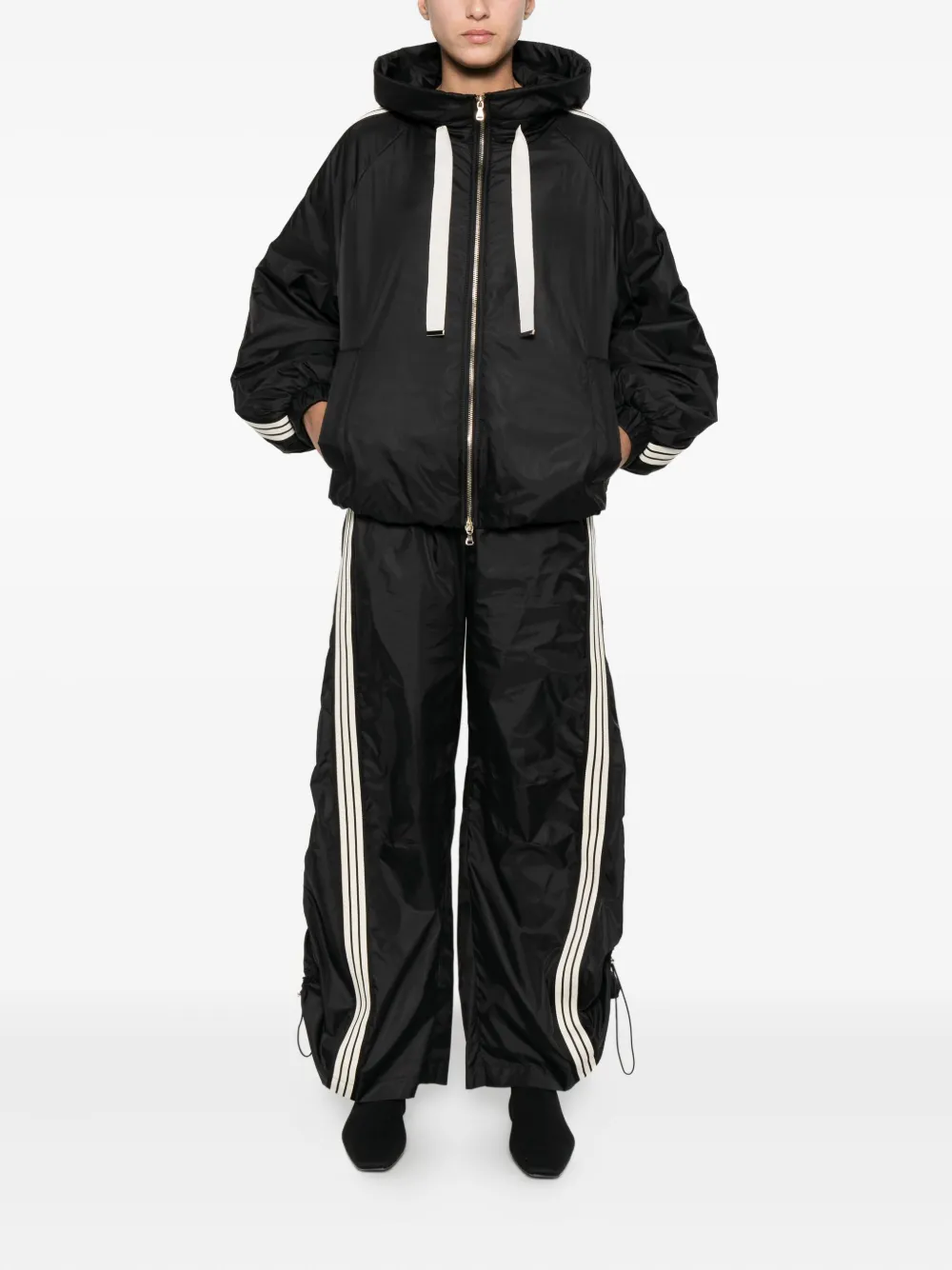 CARLA G. Broek met streepdetail - Zwart