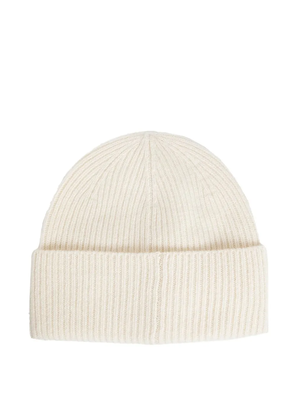 TOTEME embroidered-logo ribbed beanie - Beige