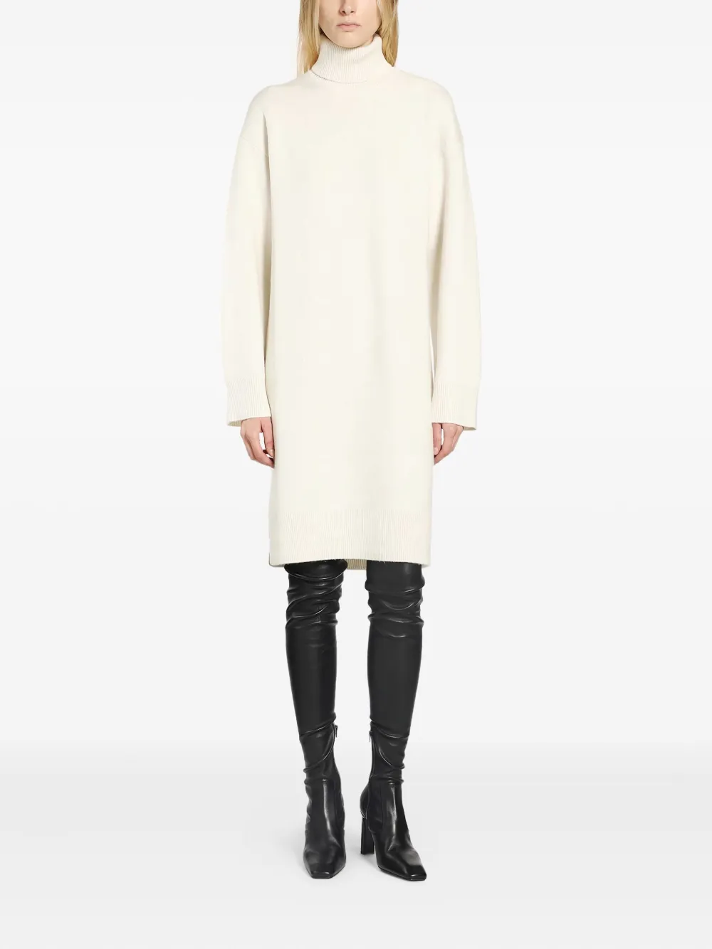 Totême Turtleneck Midi Knitted Dress In White