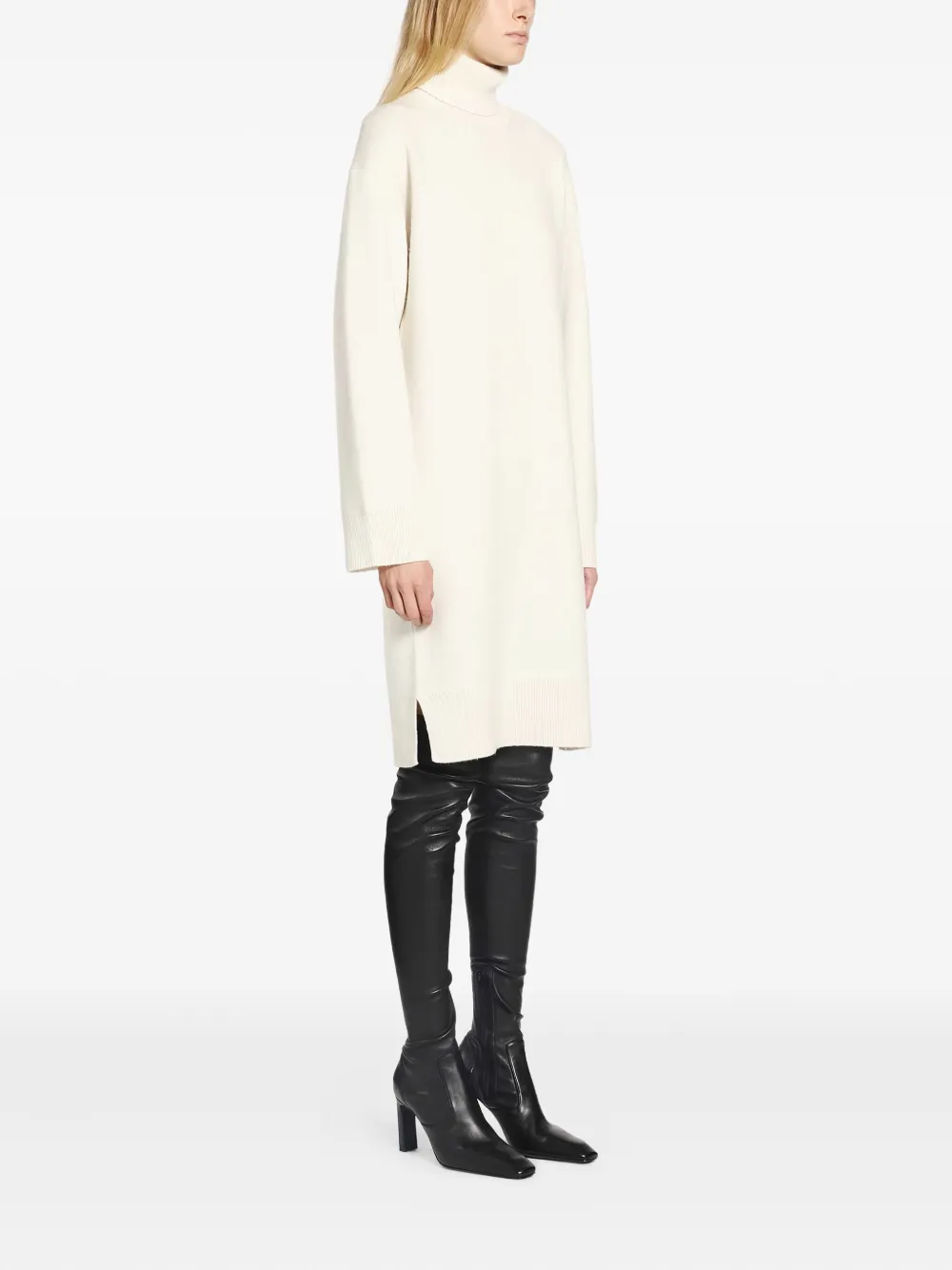 Totême Turtleneck Midi Knitted Dress In White