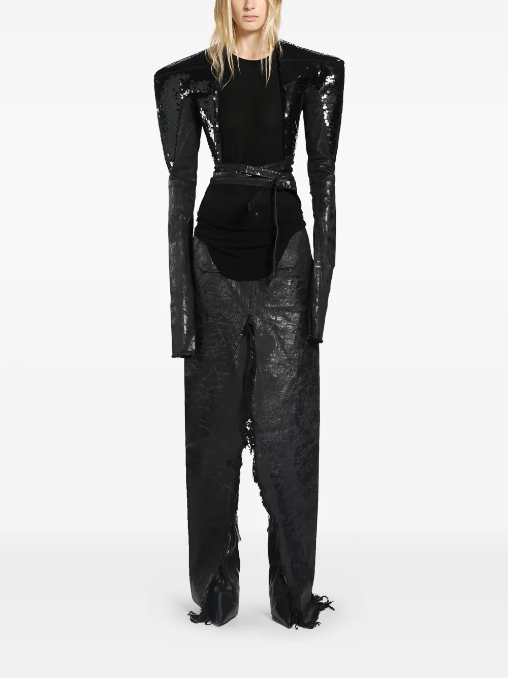 Rick Owens Sequin-embellished Denim Jacket In Black