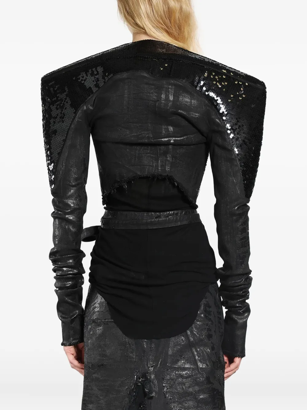 Rick Owens Sequin-embellished Denim Jacket In Black