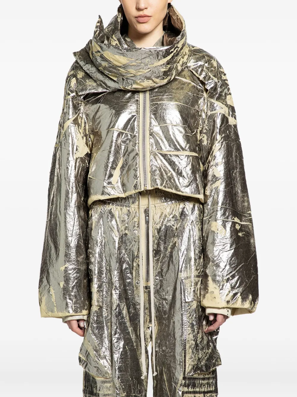 Rick Owens Drkshdw Silver Concordians Convertible Jacket In Silver