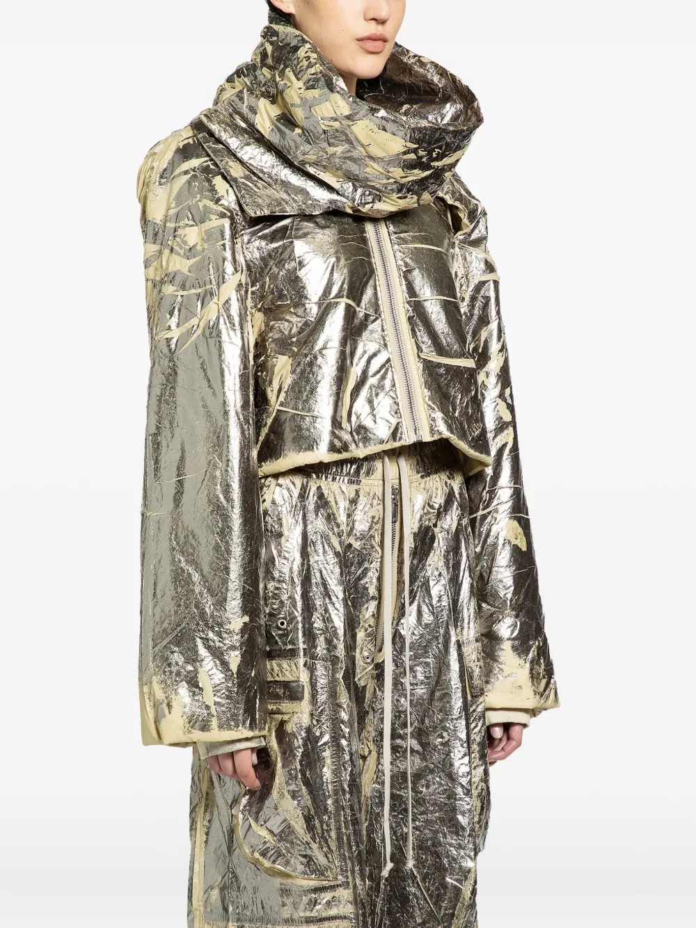 Rick Owens Drkshdw Silver Concordians Convertible Jacket In Silver
