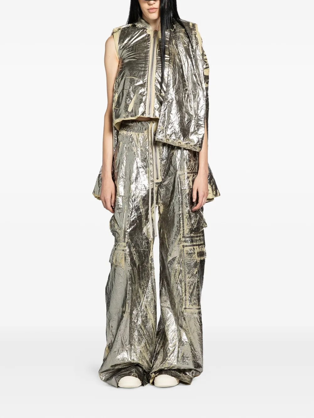 Rick Owens Drkshdw Silver Concordians Convertible Jacket In Silver