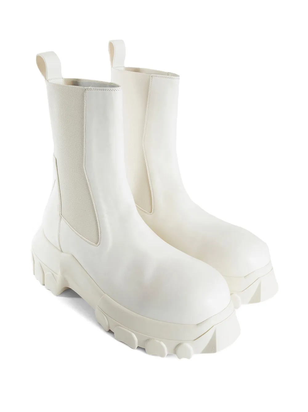 Rick Owens Beatle Bozo Tractor Genuine Calf Hair Chelsea Boot In White