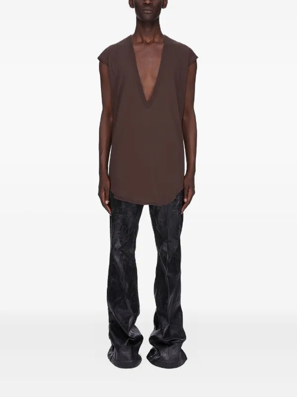 Rick Owens Concordians Dylan Deep V-neck T-shirt | Brown | FARFETCH