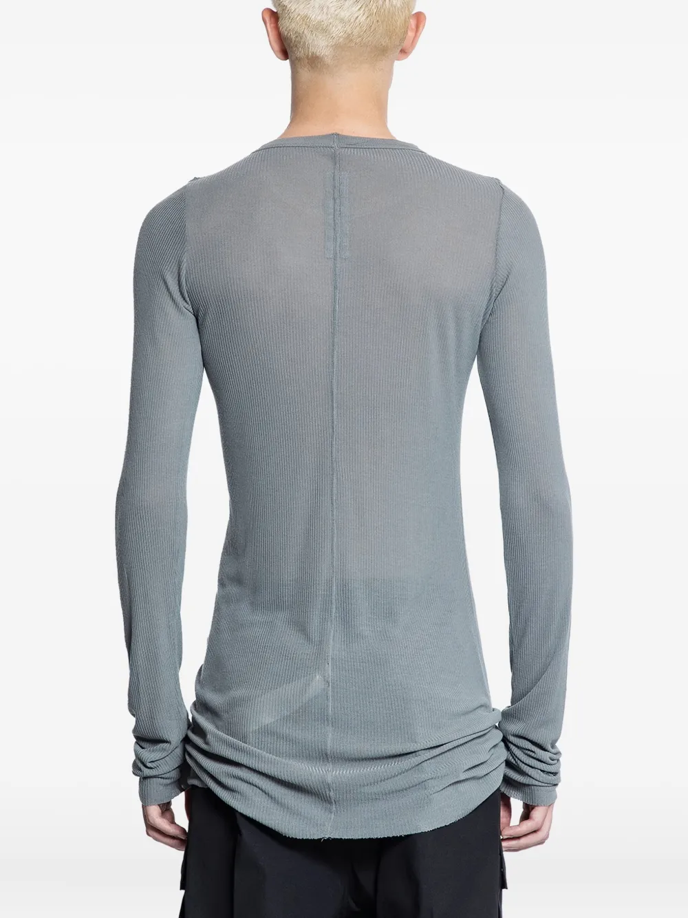 Rick Owens Ribbed Forever Long-sleeve Top In Blue