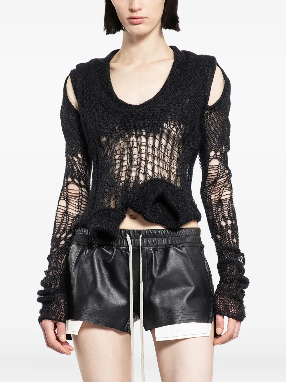 Rick Owens Net-knit Sweater In Black