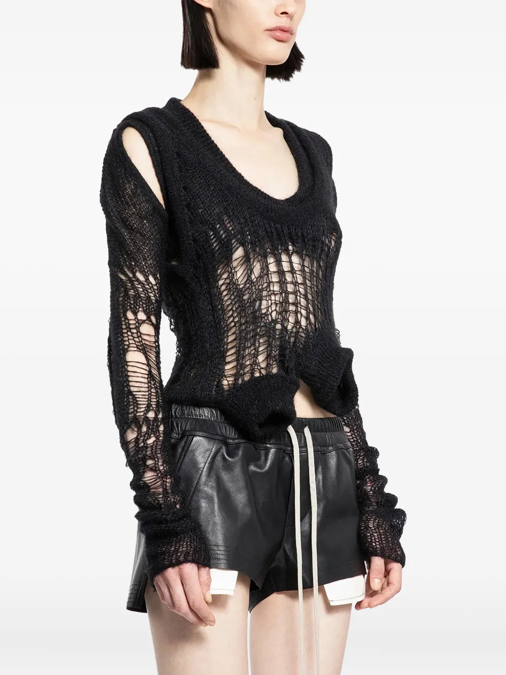 Rick Owens Net-knit Sweater In Black