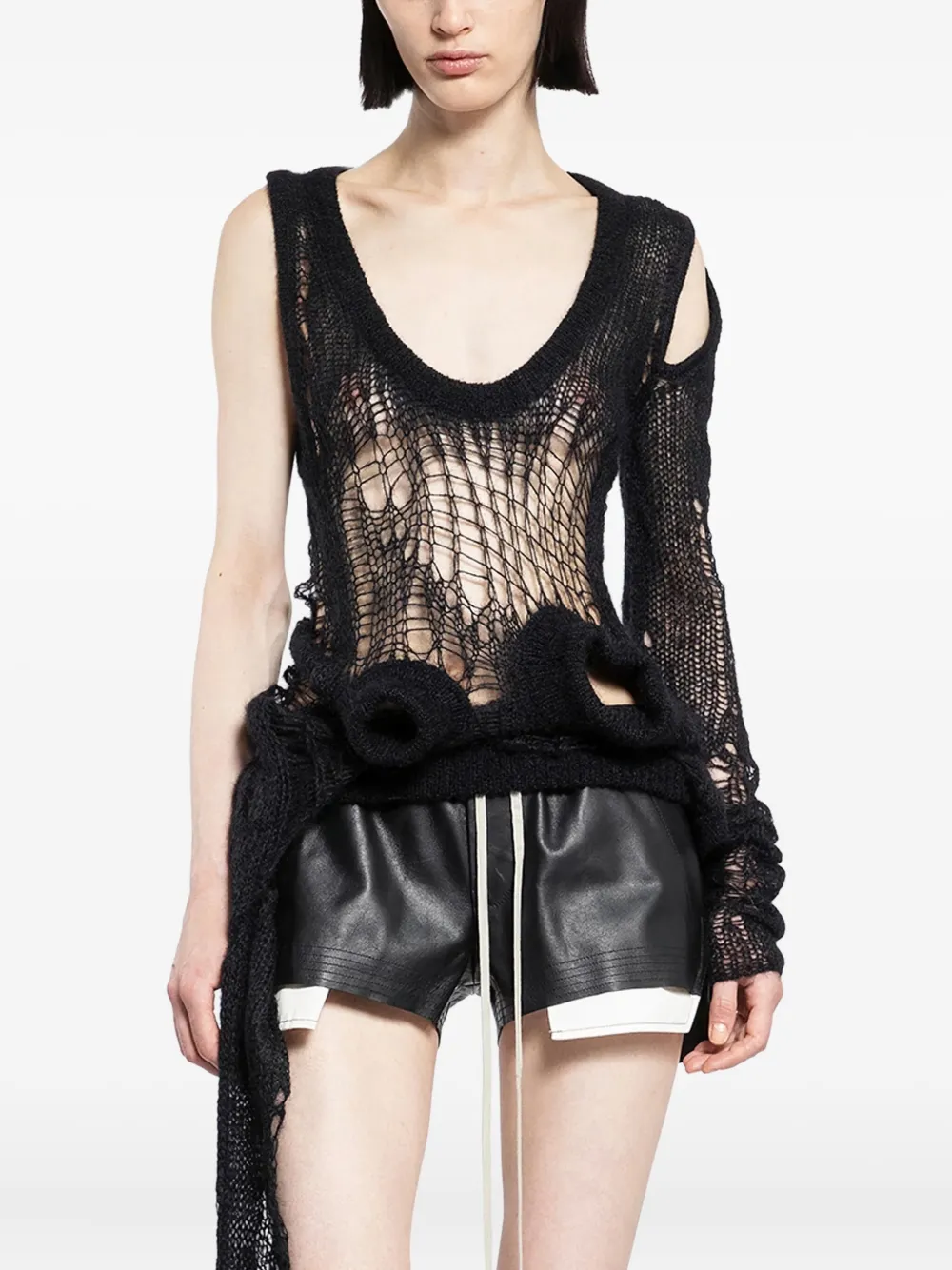 Rick Owens Net-knit Sweater In Black