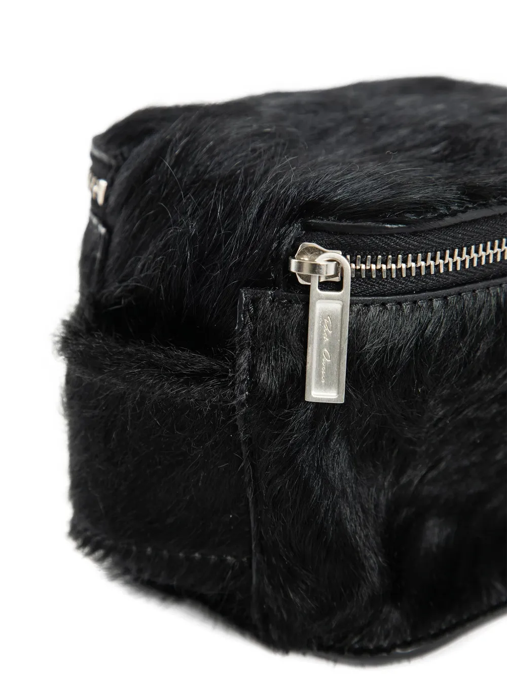Rick Owens Calf-hair Beauty Case In Black