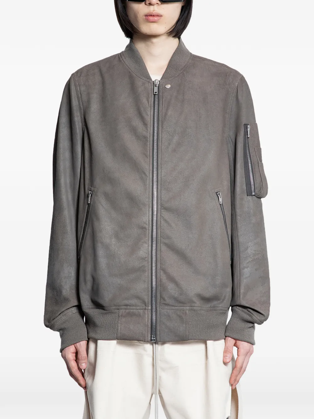 Rick Owens Classic Flight leather jacket - Grigio