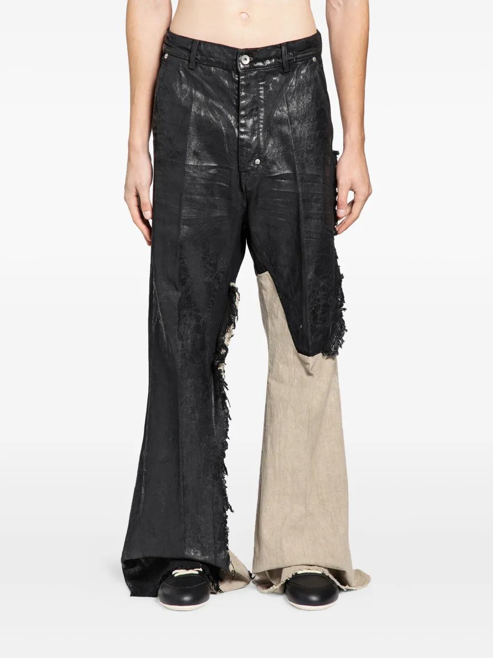 Rick Owens treated frayed trousers | Black | Image 1
