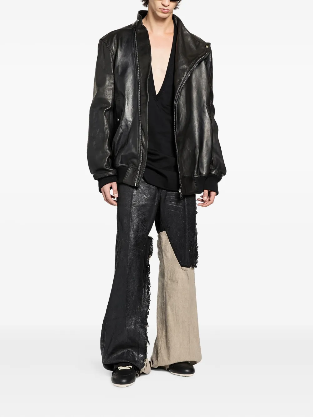 Rick Owens treated frayed trousers | Wide-Leg Jeans | Image 2
