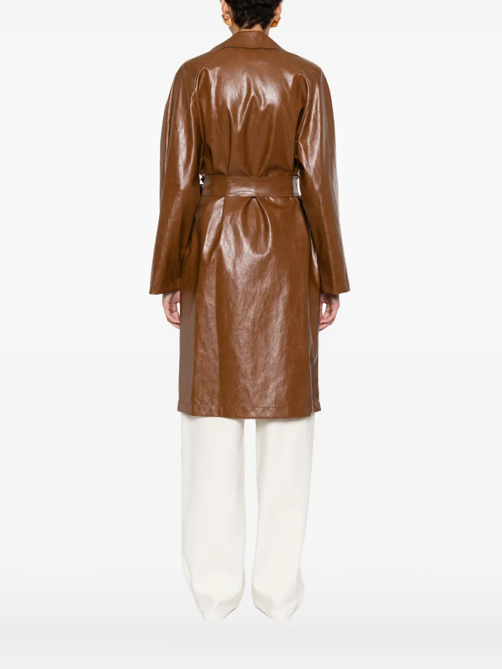 Carla G. Belted Leather Jacket In Brown