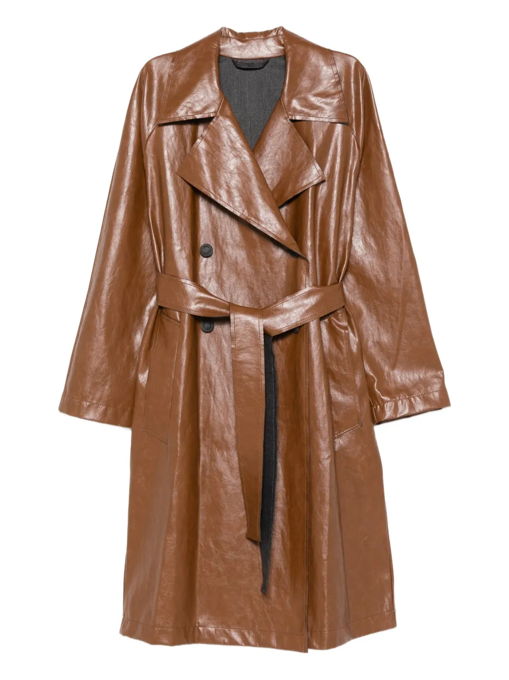 Carla G. Belted Leather Jacket In Brown