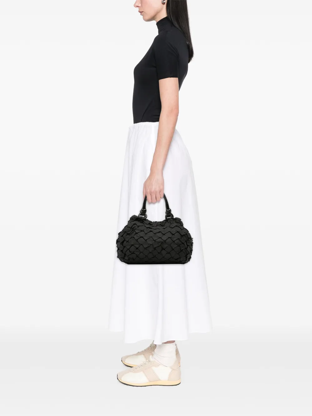 Pre-owned Prada 2013-2025 Tessuto Weave Tote Bag In Black