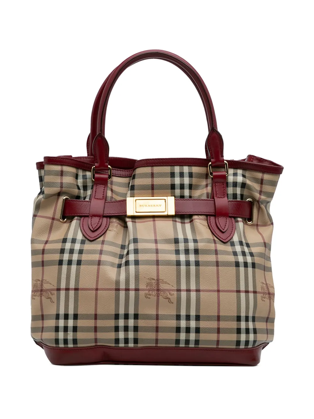 Burberry Pre-Owned 2021-2025 Haymarket Check Coated Canvas Golderton satchel - Marrone