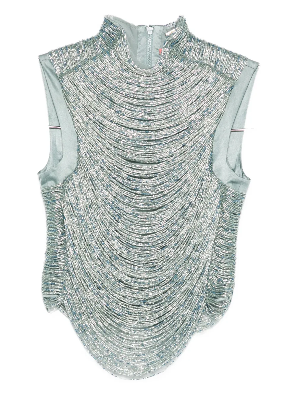 Cult Gaia Taraji Beaded High-neck Top In Blue