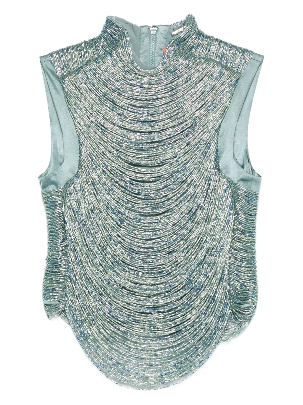 Cult Gaia Taraji beaded high-neck top - Blu