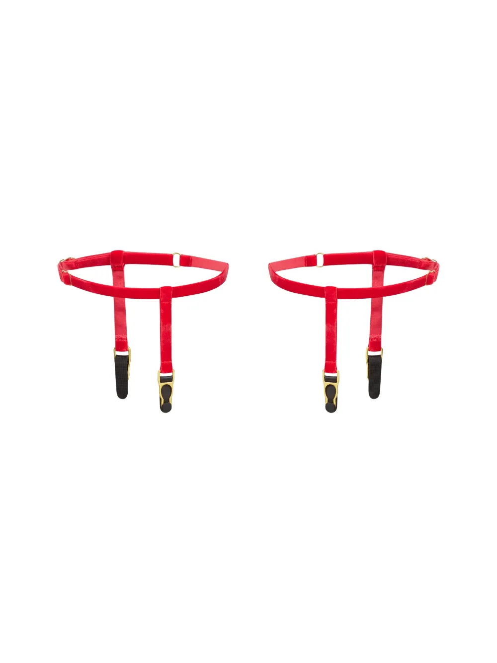 Maison Close Velvet Garters In Red