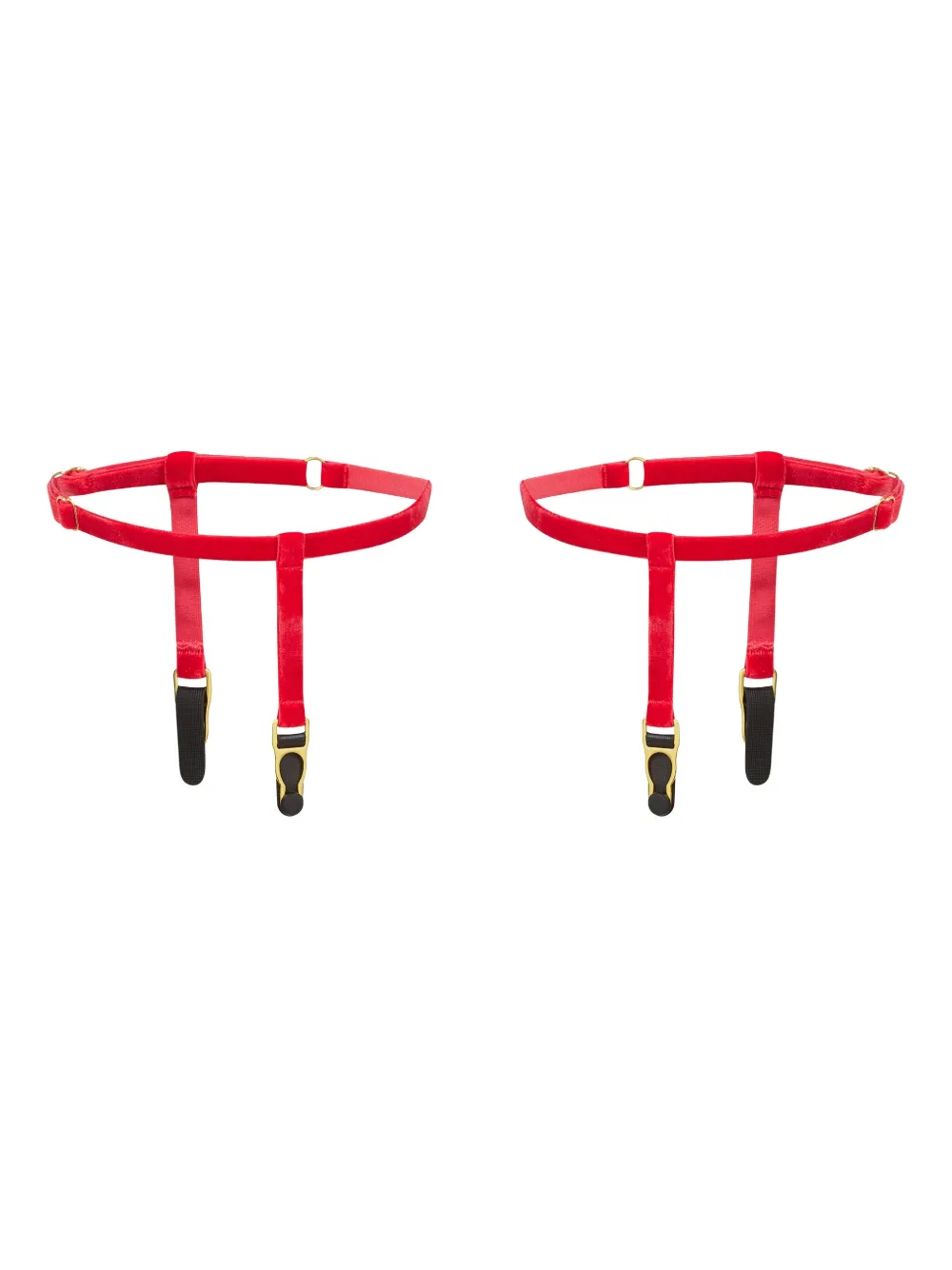 Maison Close Velvet Garters In Red