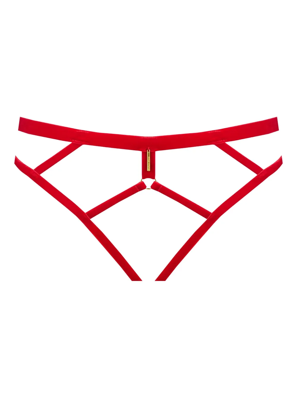 Maison Close Velvet Open Briefs In Red