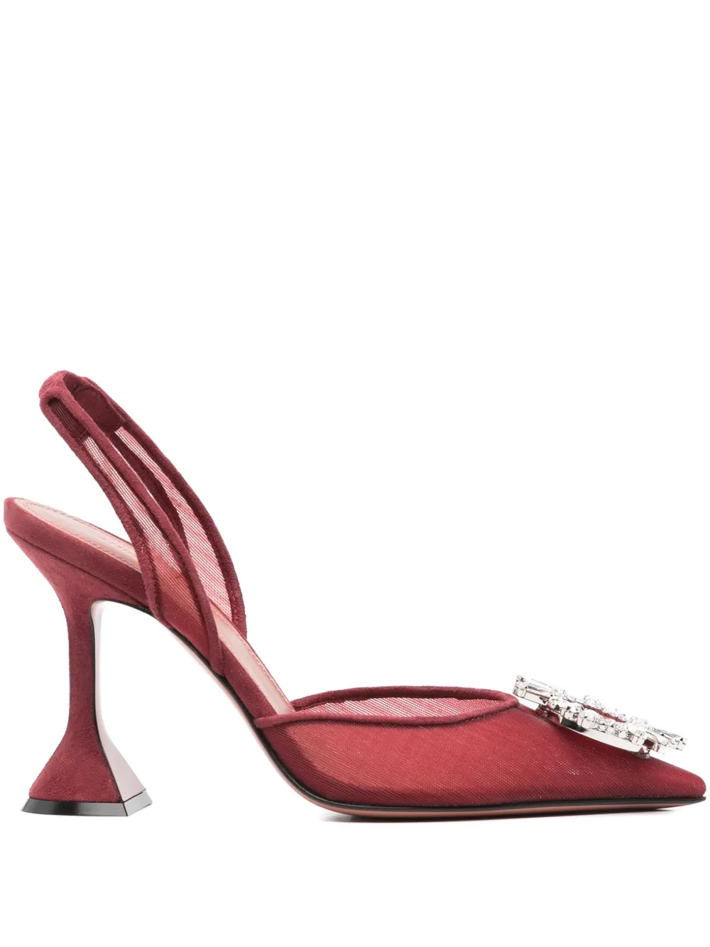 Amina Muaddi 95 mm Begum verfraaide slingback pumps Rood