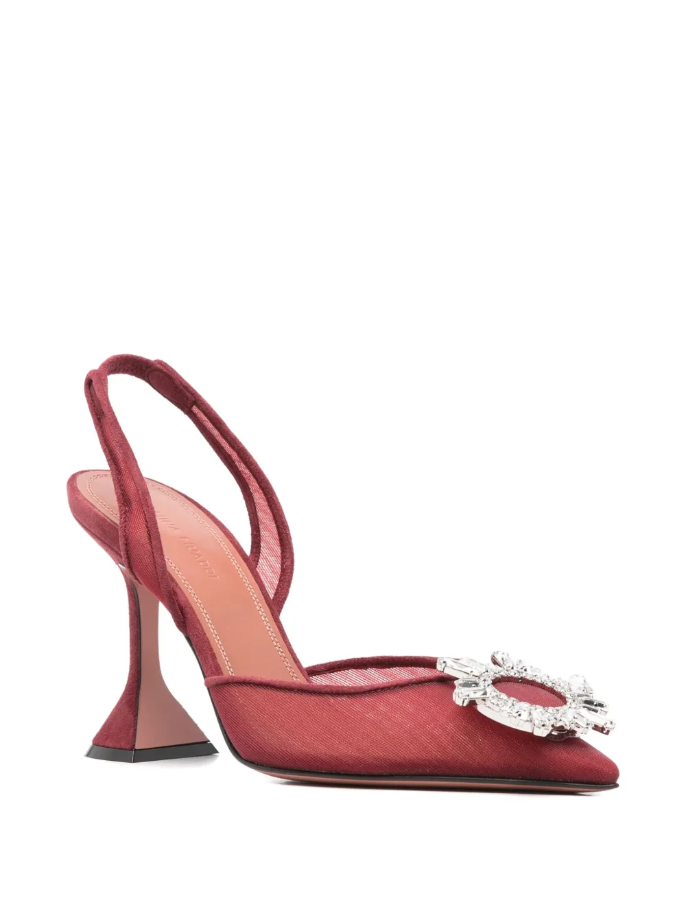 Amina Muaddi 95 mm Begum verfraaide slingback pumps Rood