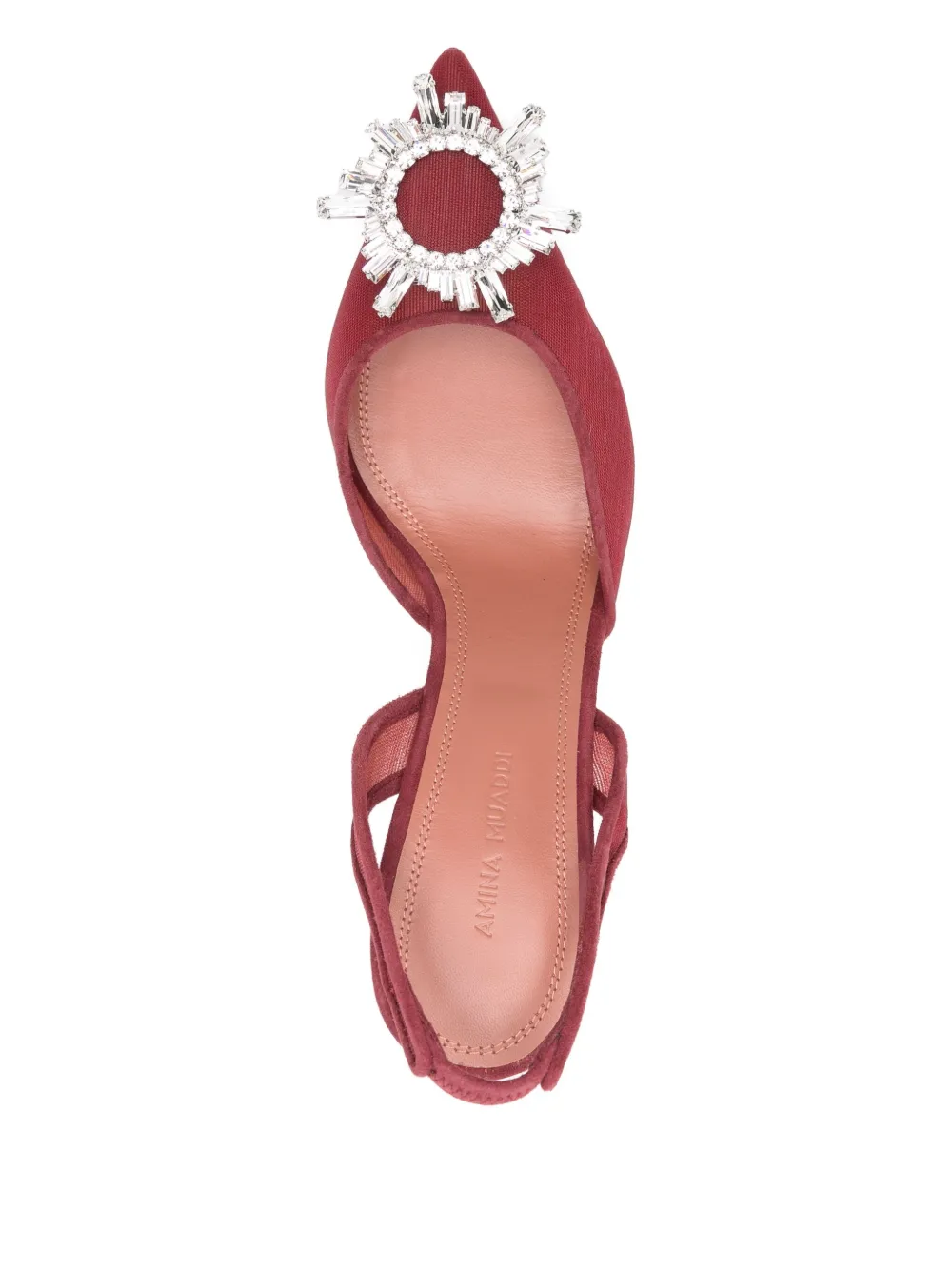 Amina Muaddi 95 mm Begum verfraaide slingback pumps Rood