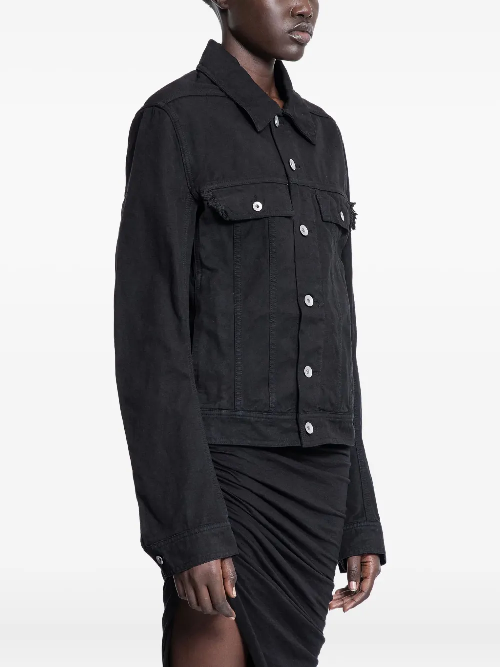 Rick Owens Drkshdw Hollywood Chest-pockets Denim Jacket In Black