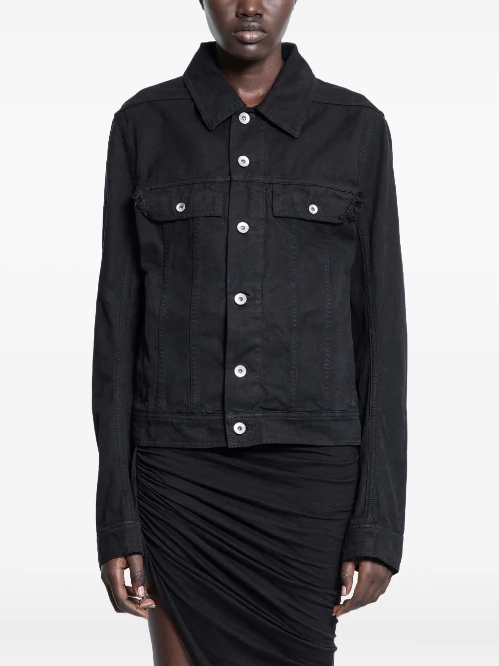 Rick Owens Drkshdw Hollywood Chest-pockets Denim Jacket In Black