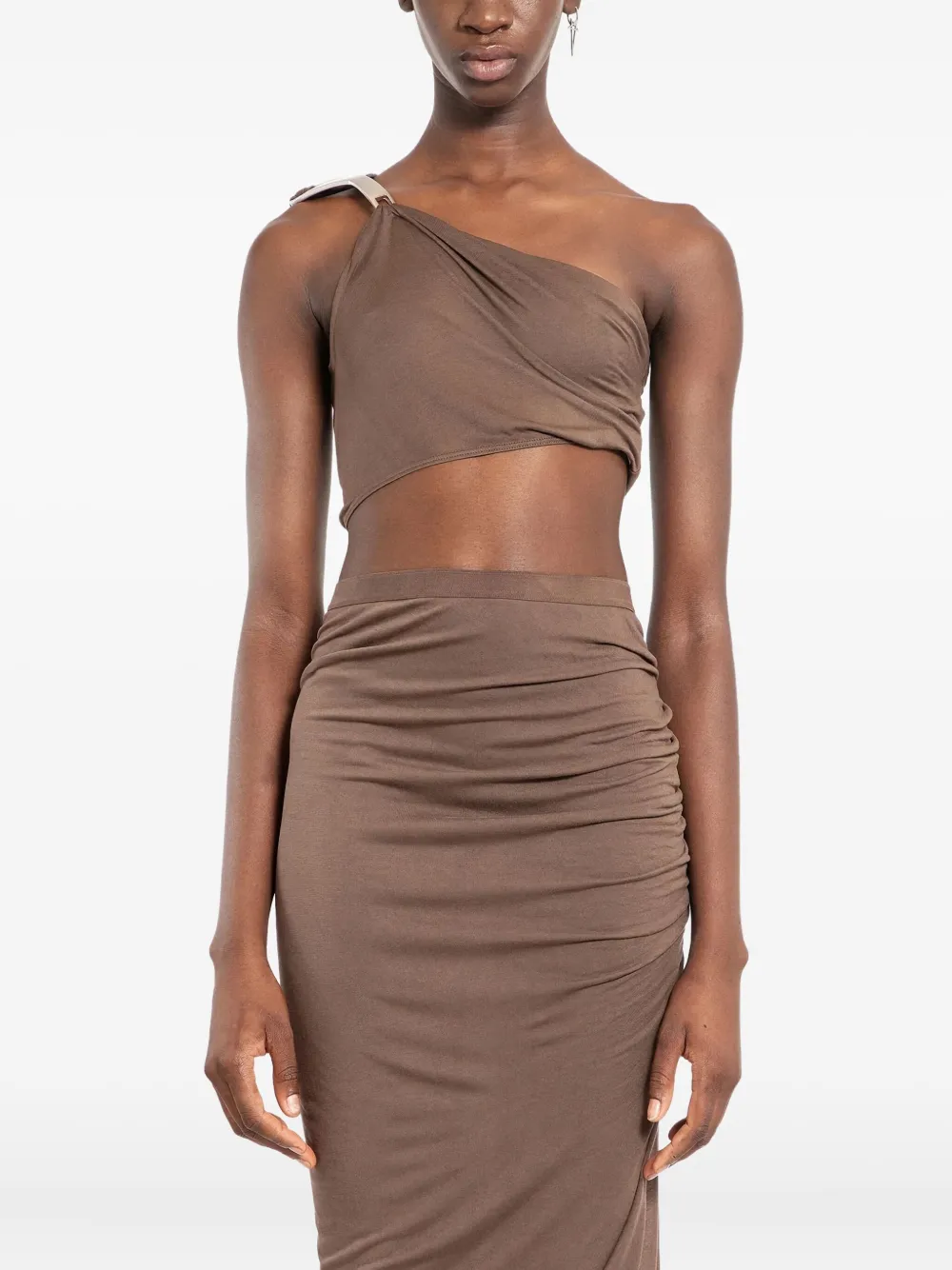 Rick Owens Hydra One-shoulder Tank Top In Brown