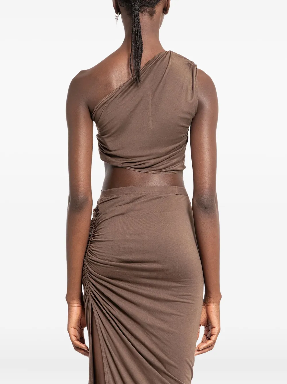 Rick Owens Hydra One-shoulder Tank Top In Brown