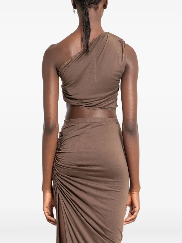 Rick Owens Lilies Hydra one-shoulder Tank Top | Brown | FARFETCH GE