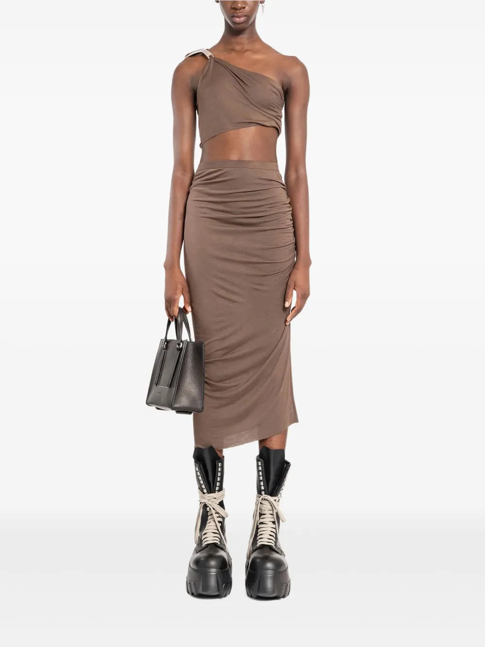 Rick Owens Hydra One-shoulder Tank Top In Brown