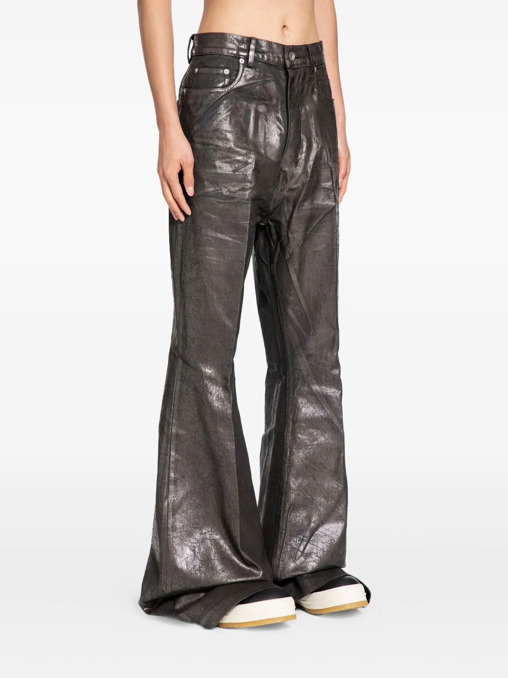 Rick Owens Concordians Bolans Flared Jeans In Brown