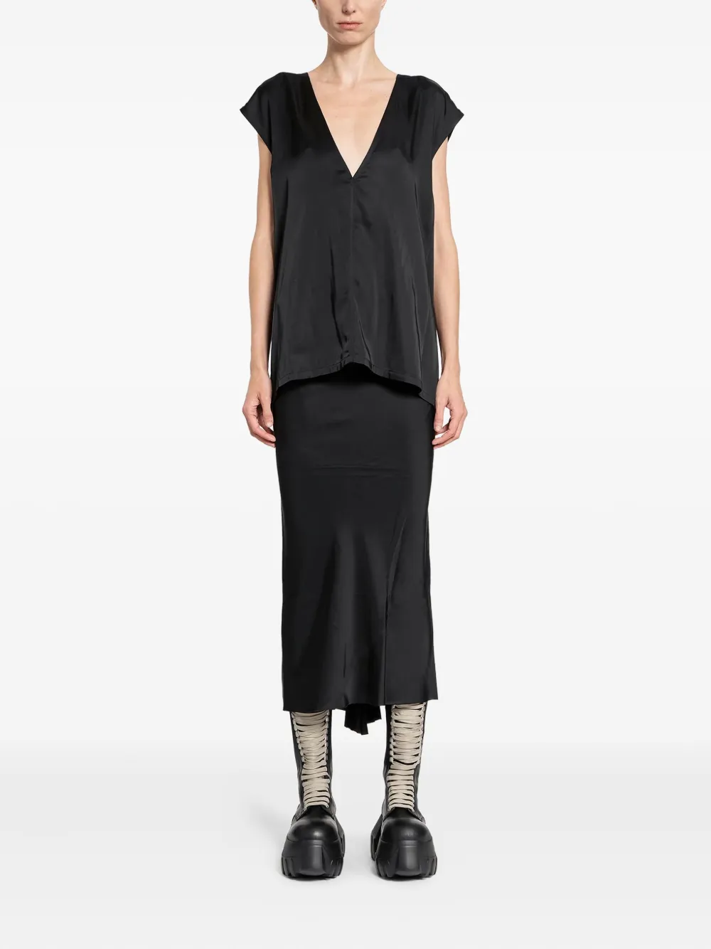 Rick Owens Porterville Calf Bias Midi Skirt In Black