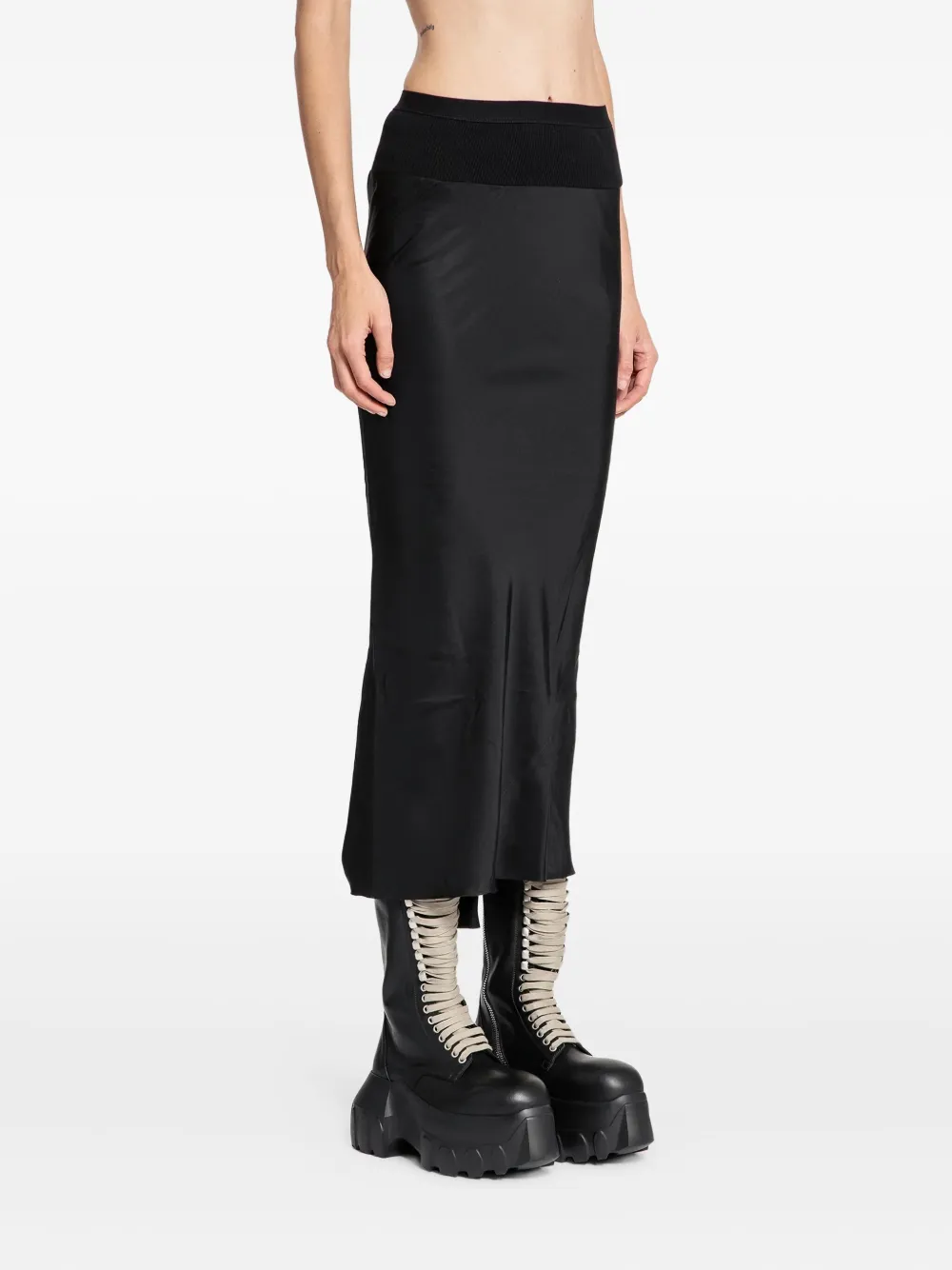 Rick Owens Porterville Calf Bias Midi Skirt In Black