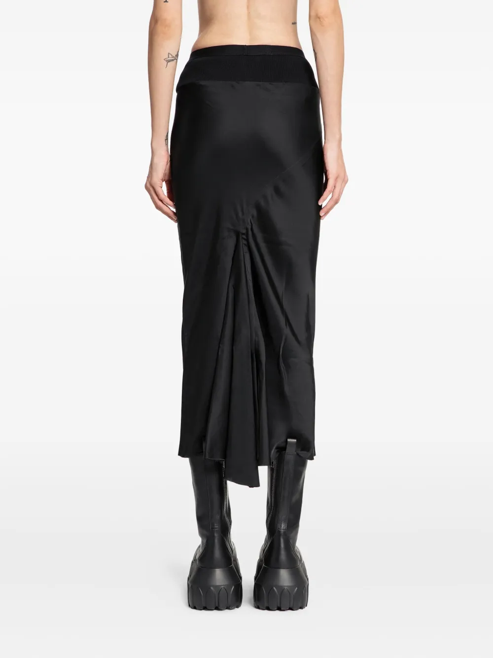 Rick Owens Porterville Calf Bias Midi Skirt In Black