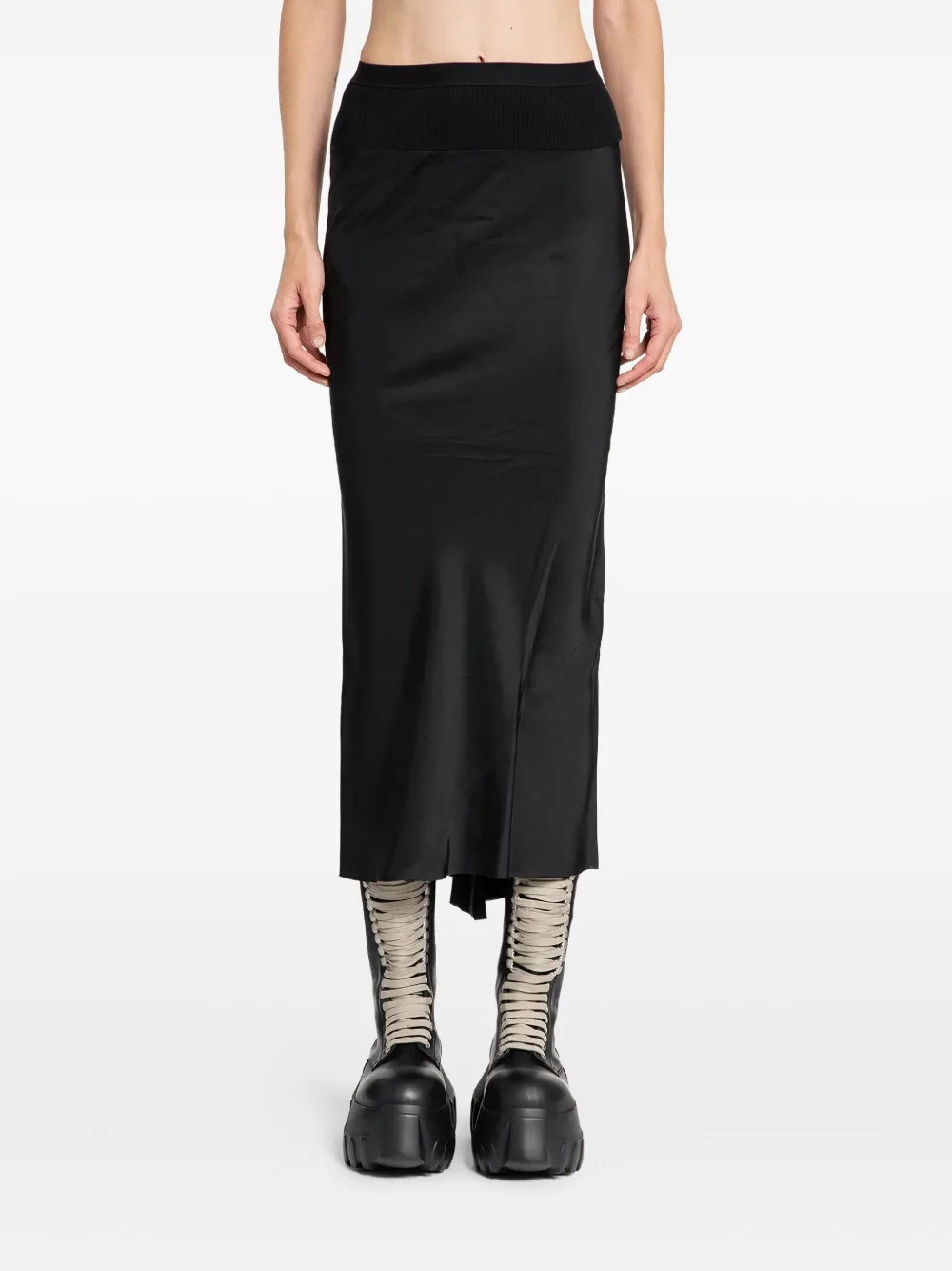 Rick Owens Porterville Calf Bias Midi Skirt In Black
