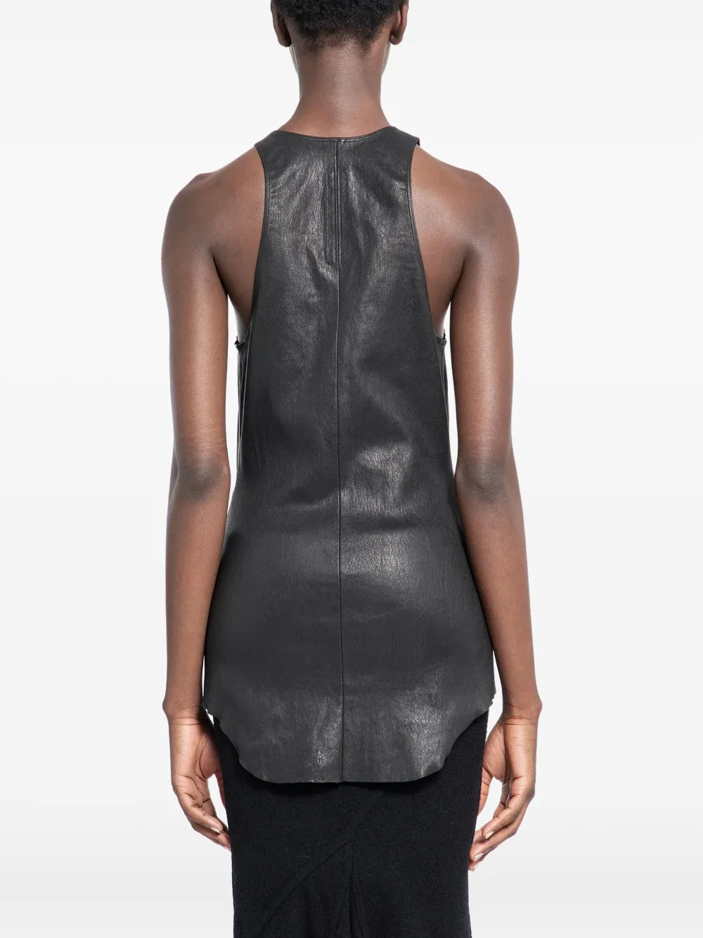 Rick Owens Porterville Leather Tank Top In Silver