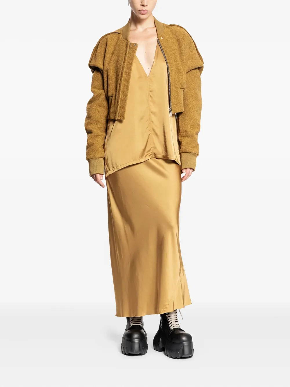 Rick Owens Porterville Dylan V-neck Top In Gold